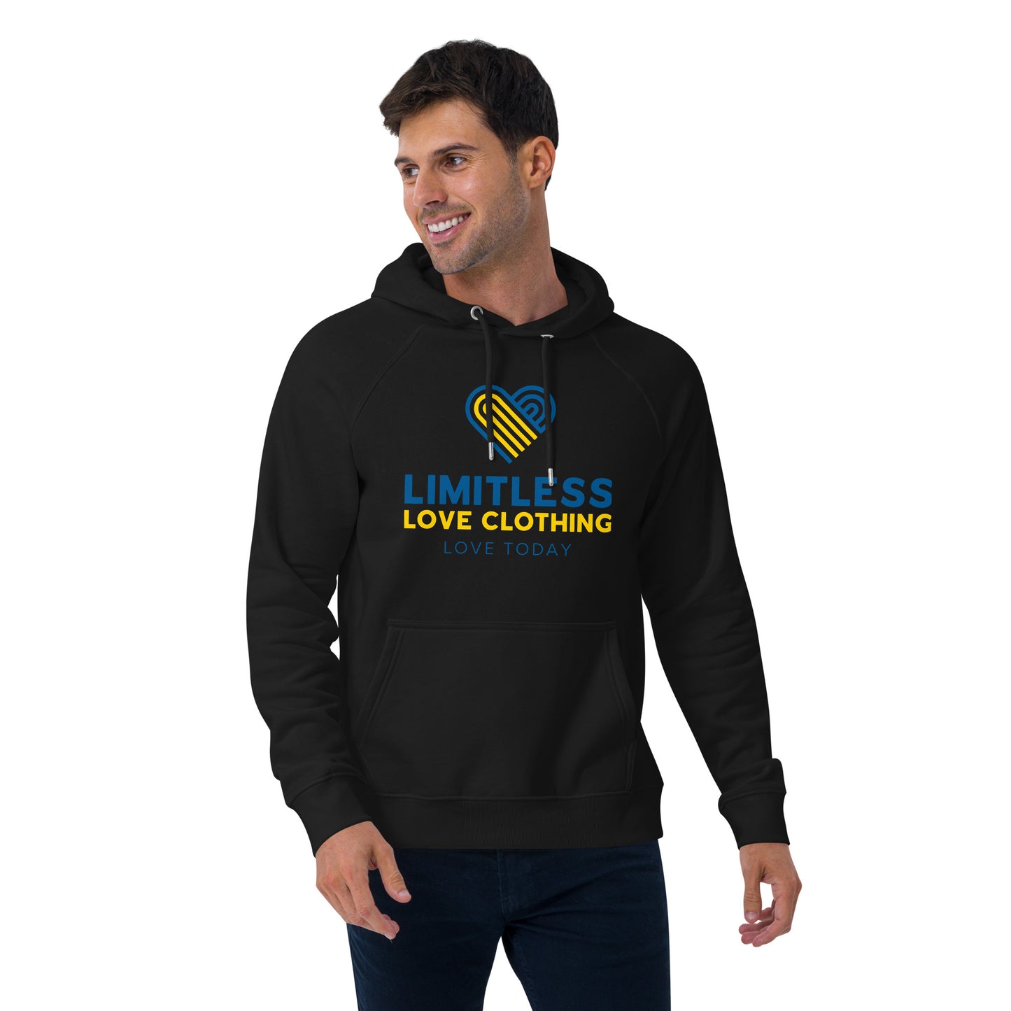 Unity for Ukraine Unisex Eco Raglan Hoodie