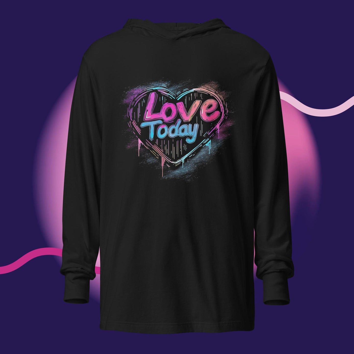 Neon Heartbeat Hooded Long-Sleeve Tee