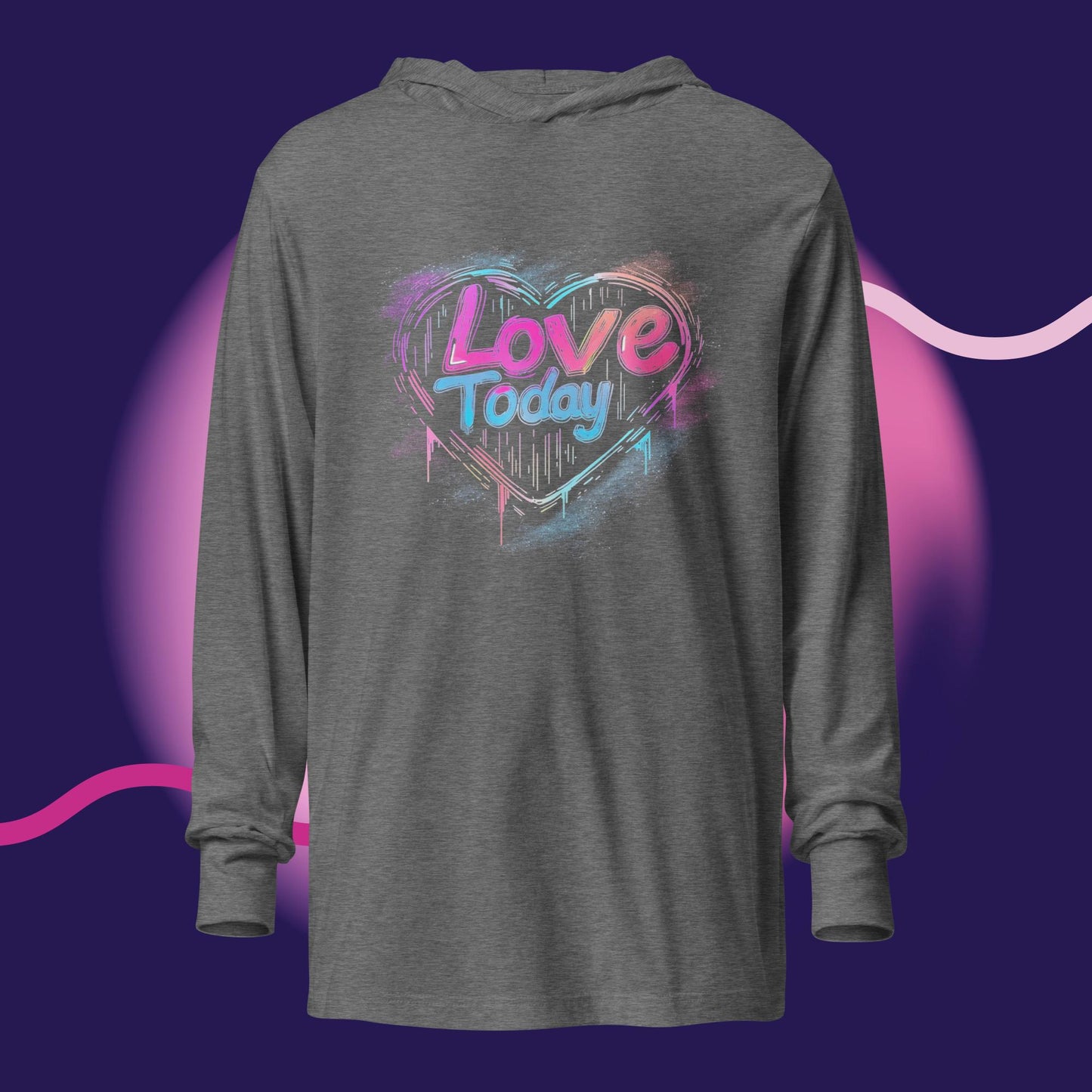Neon Heartbeat Hooded Long-Sleeve Tee