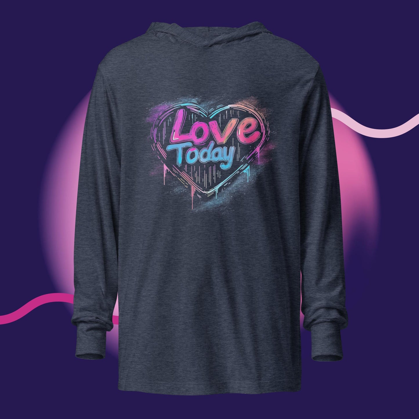 Neon Heartbeat Hooded Long-Sleeve Tee