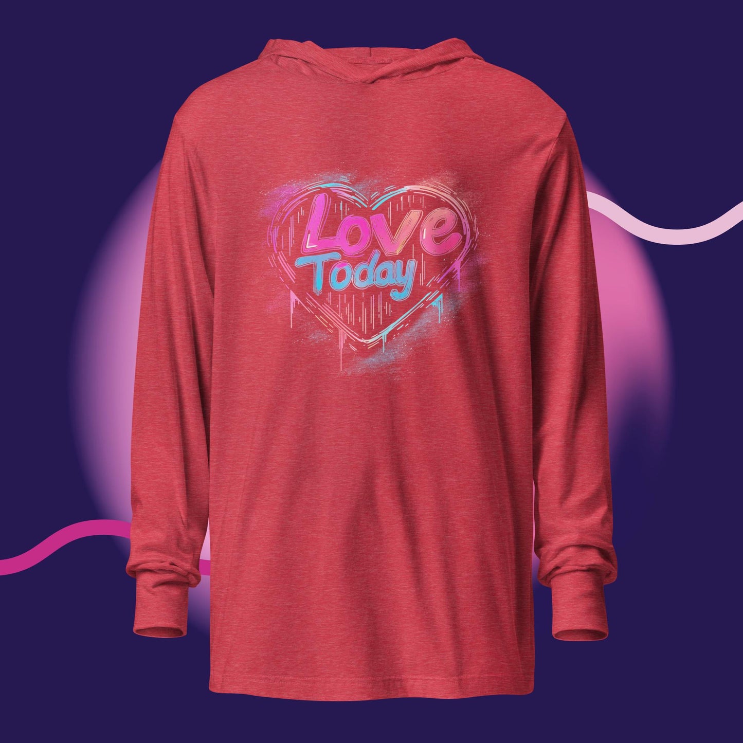 Neon Heartbeat Hooded Long-Sleeve Tee