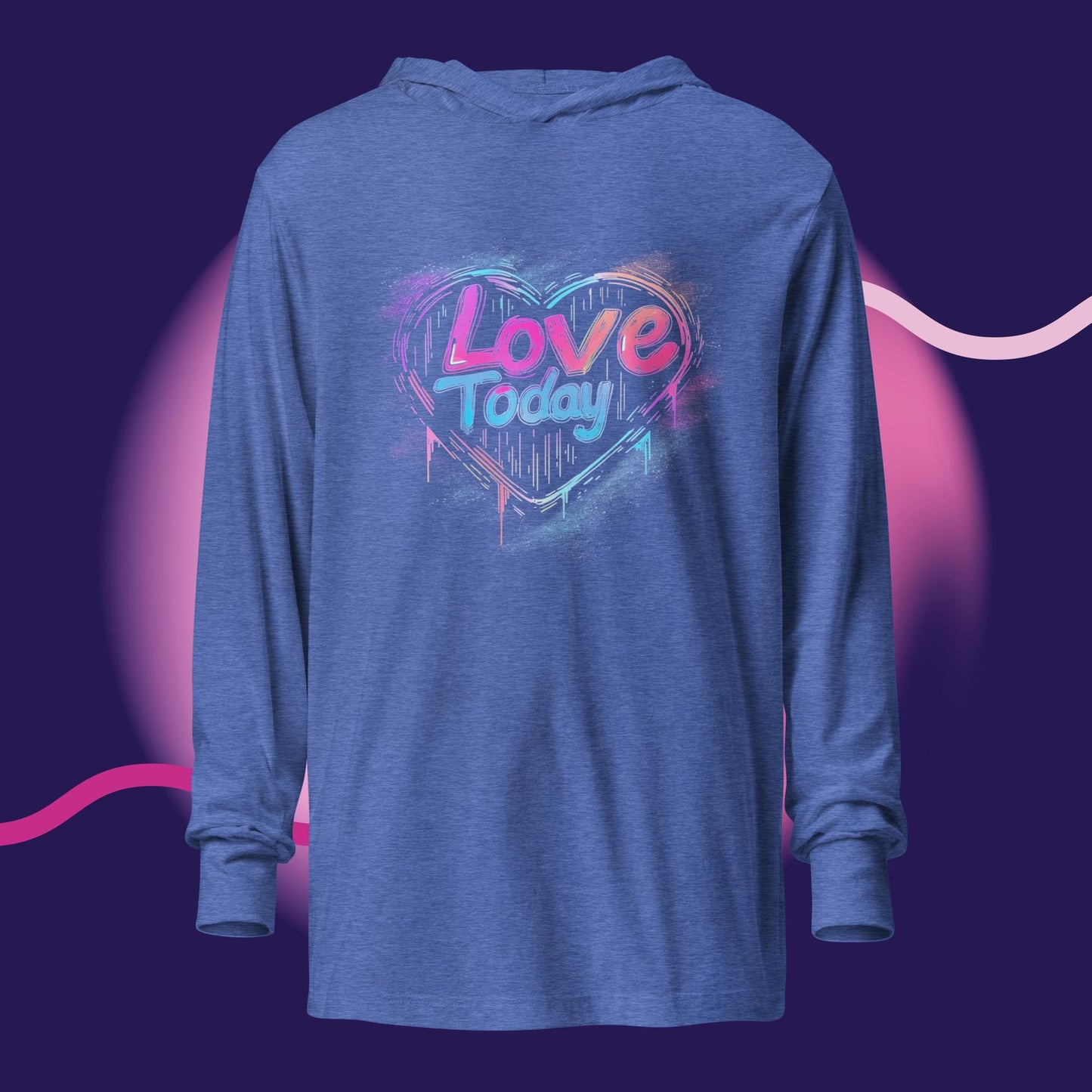 Neon Heartbeat Hooded Long-Sleeve Tee