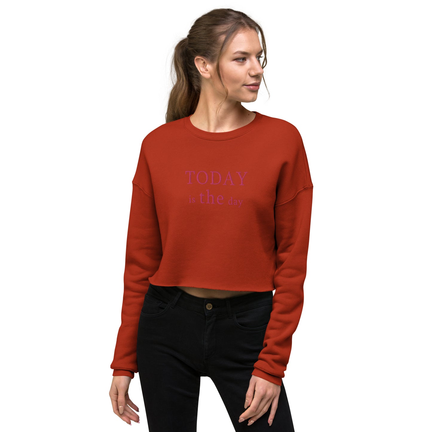 Today is THE Day Cropped Sweatshirt (Flamingo Thread)