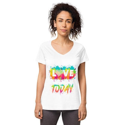 Rainbow Splash Women’s Fitted V-neck Tee